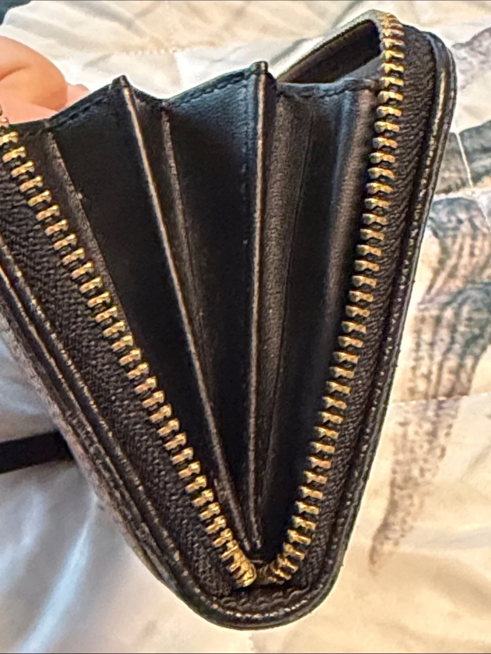 kate spade Black Pebbled Leather Zip Wallet with Tassel